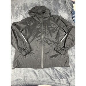 Glamour Mens Black Water Repellent Hooded Windbreaker Jacket Korea Size 1 Small